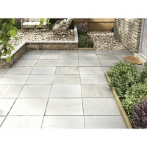 Wickes  Marshalls Indian Sandstone Riven Grey Multi Paving Slab 600 