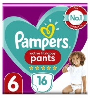 Boots  Pampers Active Fit Nappy Pants Size 6, 16 Nappies, 15kg+, Ca