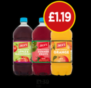 Budgens  Jacks No Added Sugar Orange Squash, Apple & Blackcurrant Squ