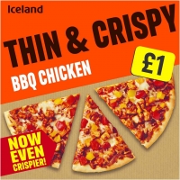 Iceland  Iceland Thin and Crispy BBQ Chicken Pizza 350g