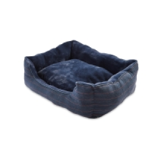 Medium Navy Check Dog Bed