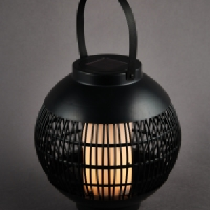 Black Solar Flickering Flame Lantern