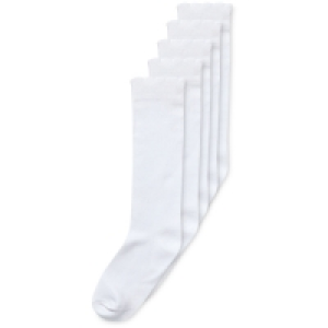 Aldi  Girls Knee High Socks 5 Pack White