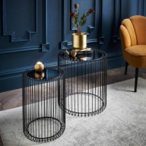 Deco Glamour Set of 2 Cage Side Tables - Black £45.00