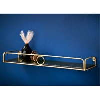 BMStores  Deco Glamour Shelf with Gold Ring 60cm - Black