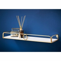 BMStores  Deco Glamour Shelf with Gold Ring 60cm - White