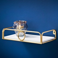 BMStores  Deco Glamour Shelf with Gold Ring 30cm - White