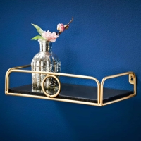 BMStores  Deco Glamour Shelf with Gold Ring 30cm - Black