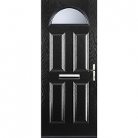 Wickes  Euramax 4 Panel 1 Arch Black Left Hand Composite Door 880mm 