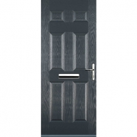 Wickes  Euramax 6 Panel Grey Left Hand Composite Door 840mm x 2100mm