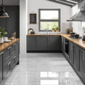 Wickes Olympia Light Grey Polished Stone Porcelain Wall & Fl