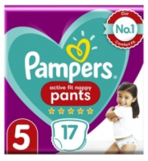 Boots  Pampers Active Fit Nappy Pants Size 5, 17 Nappies, 12kg-17kg