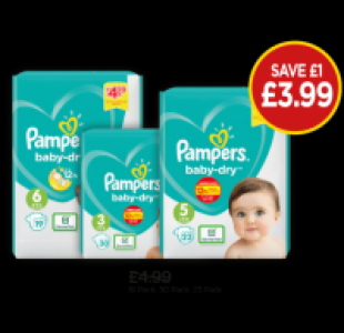 Budgens  Pampers Size 6, Size 5, Size 3