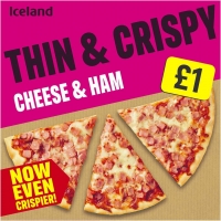 Iceland  Iceland Thin and Crispy Cheese and Ham Pizza 342g