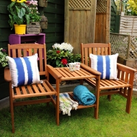 QDStores  Dalby Hardwood Tete-a-tete Companion Love Seat Garden Bench 