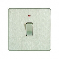 Wickes  Wickes 20A Light Switch + LED 1 Gang Brushed Steel Screwless