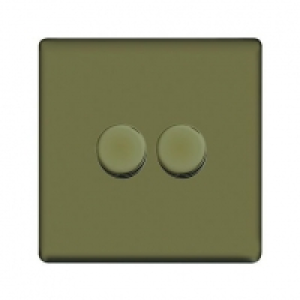 Wickes  Wickes Dimmer Switch 2 Gang 2 Way 400W Pearl Nickel Screwles