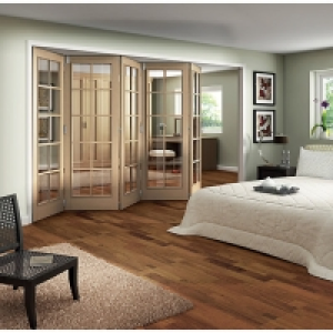 Wickes  Jeld-Wen Fully Glazed Oak 10 Lite Internal Bi-Fold 5 Door Se