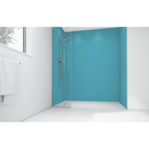 Wickes  Mermaid Sky Blue Matt Acrylic Single Shower Panel 2440mm x 1