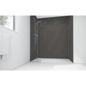 Wickes  Mermaid Solar Grey Laminate Single Shower Panel 2400mm x 900