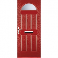 Wickes  Euramax 4 Panel 1 Arch Red Right Hand Composite Door 840mm x