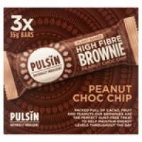 Ocado  Pulsin Peanut Choc Chip Raw Choc Brownie Bars Mulitpack