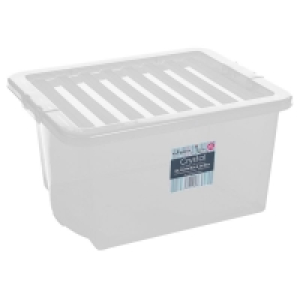 QDStores  35L Wham Crystal Stacking Plastic Storage Clear Box & Clip L