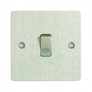 Wickes  Wickes 10A Light Switch 1 Gang 2 Way Brushed Steel Ultra Fla