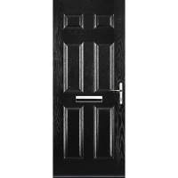 Wickes  Euramax 6 Panel Black Left Hand Composite Door 920mm x 2100m