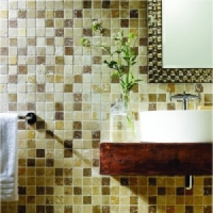 Travertine 3 Colour Mosaic Wall Tile PK4