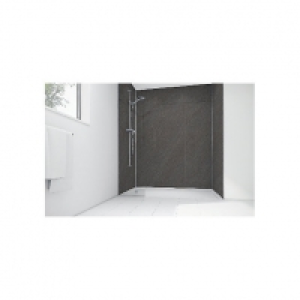 Wickes  Mermaid Solar Grey Laminate 2 Sided Shower Panel Kit 900mm x