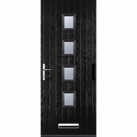Wickes  Euramax 4 Square Black Right Hand Composite Door 880mm x 210