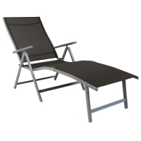 QDStores  Foldable Stylish Sun Lounger 7 Positions Space Saving - Grey
