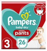 Boots  Pampers Baby-Dry Nappy Pants Size 3, 26 Nappies, 6kg-11kg, C