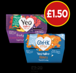 Yeo Valley Fruit Favourites, Honey Greek Style Yogurt £1.50