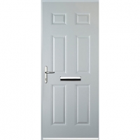 Wickes  Euramax 6 Panel White Right Hand Composite Door 840mm x 2100