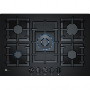 Wickes  NEFF N 70 75cm 5 Burner Black Tempered Glass Gas Hob T27CA59