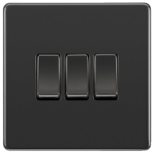 BG Screwless Flatplate Black Nickel Triple Switch, 10Ax 2 Wa £9.90