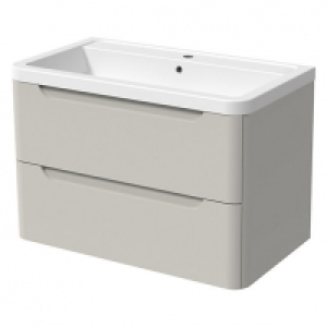 Wickes  Wickes Malmo Light Grey Wall Hung J Pull Vanity Unit & Basin