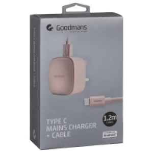 BMStores  Goodmans Type C Mains Charger & Cable - Light Pink