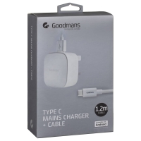BMStores  Goodmans Type C Mains Charger & Cable - White