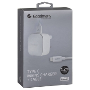 Goodmans Type C Mains Charger & Cable - White