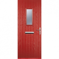 Wickes  Euramax 1 Square Red Left Hand Composite Door 840mm x 2100mm