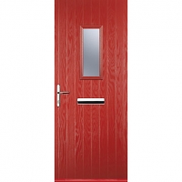 Wickes  Euramax 1 Square Red Right Hand Composite Door 840mm x 2100m