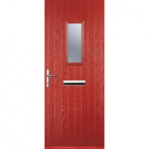 Wickes  Euramax 1 Square Red Right Hand Composite Door 840mm x 2100m