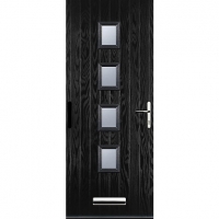 Wickes  Euramax 4 Square Black Left Hand Composite Door 840mm x 2100