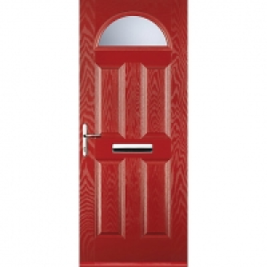 Euramax 4 Panel 1 Arch Red Right Hand Composite Door 880mm x