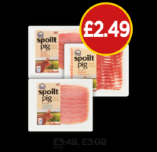 Spoilt Pig Dry Cured Unsmoked Back Bacon, Dry Cured Smoked B £2.49