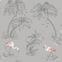 HomeBargains  Flamingo Lake Grey Wallpaper