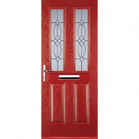 Wickes  Euramax 2 Panel 2 Square Red Right Hand Composite Door 880mm